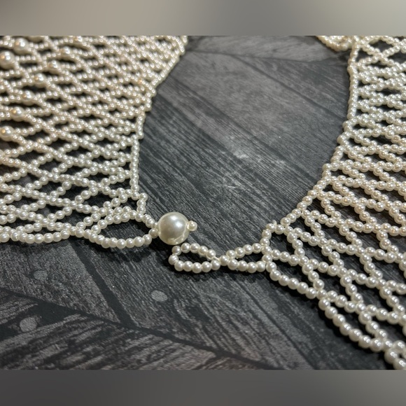 Vintage Faux Pearl Extra Wide Collar Bib Necklace - Picture 13 of 14